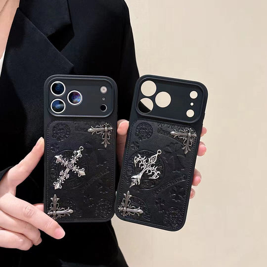 Luxury Gothic Cross Metal Embossed Protective Phone Case