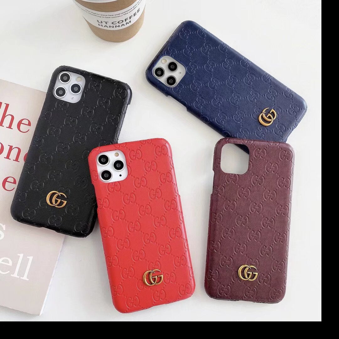 GG Style Embossed Chic Phone Case for iPhone