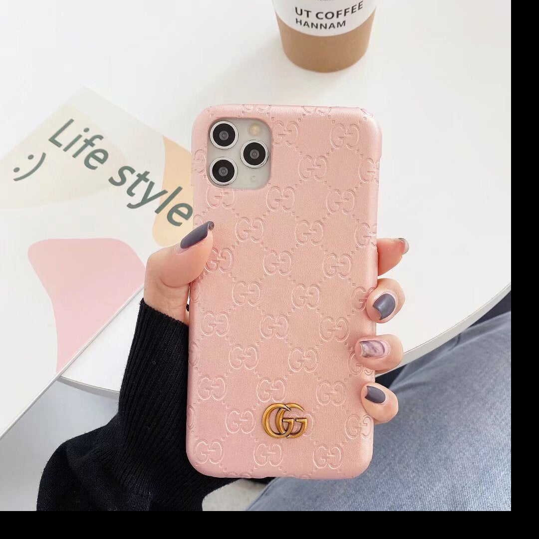 GG Style Embossed Chic Phone Case for iPhone