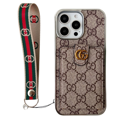 GG Monogram iPhone Case with Cardholder & Hand Strap