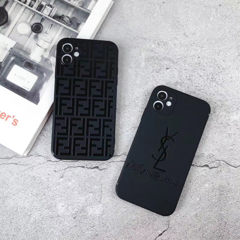 Black Gloss Icon Pattern Case – Premium Minimalist Design