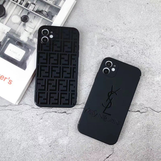 Black Gloss Icon Pattern Case – Premium Minimalist Design
