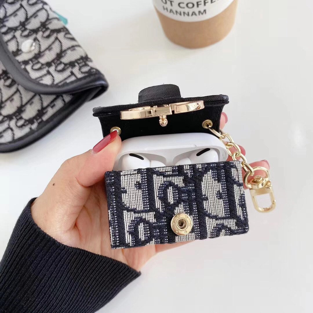 Chic DIOR AirPods Holder - Iconic Fashion Statement