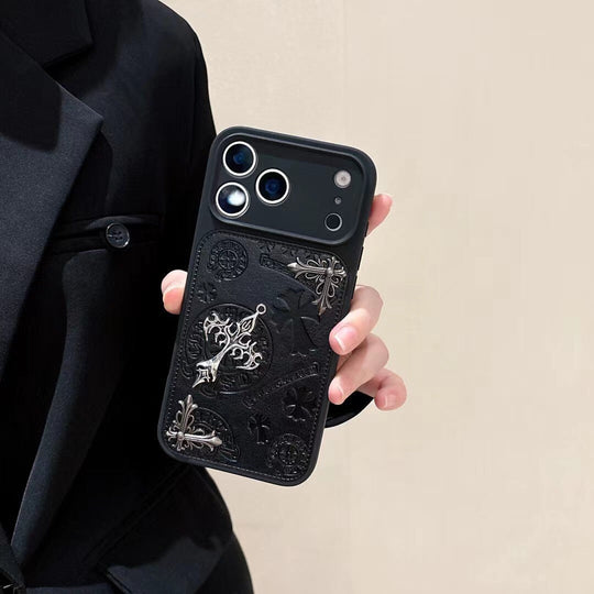 Luxury Gothic Cross Metal Embossed Protective Phone Case