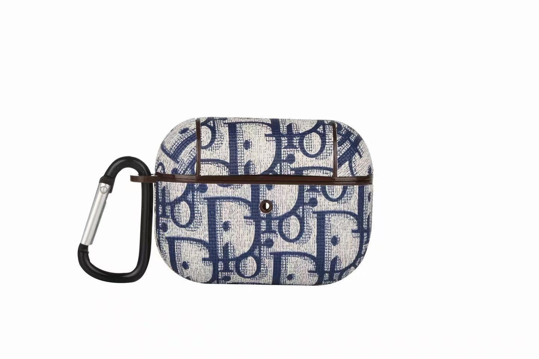 Designer-Style Monogram AirPods Case with Hook