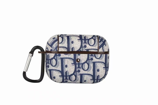 Designer-Style Monogram AirPods Case with Hook