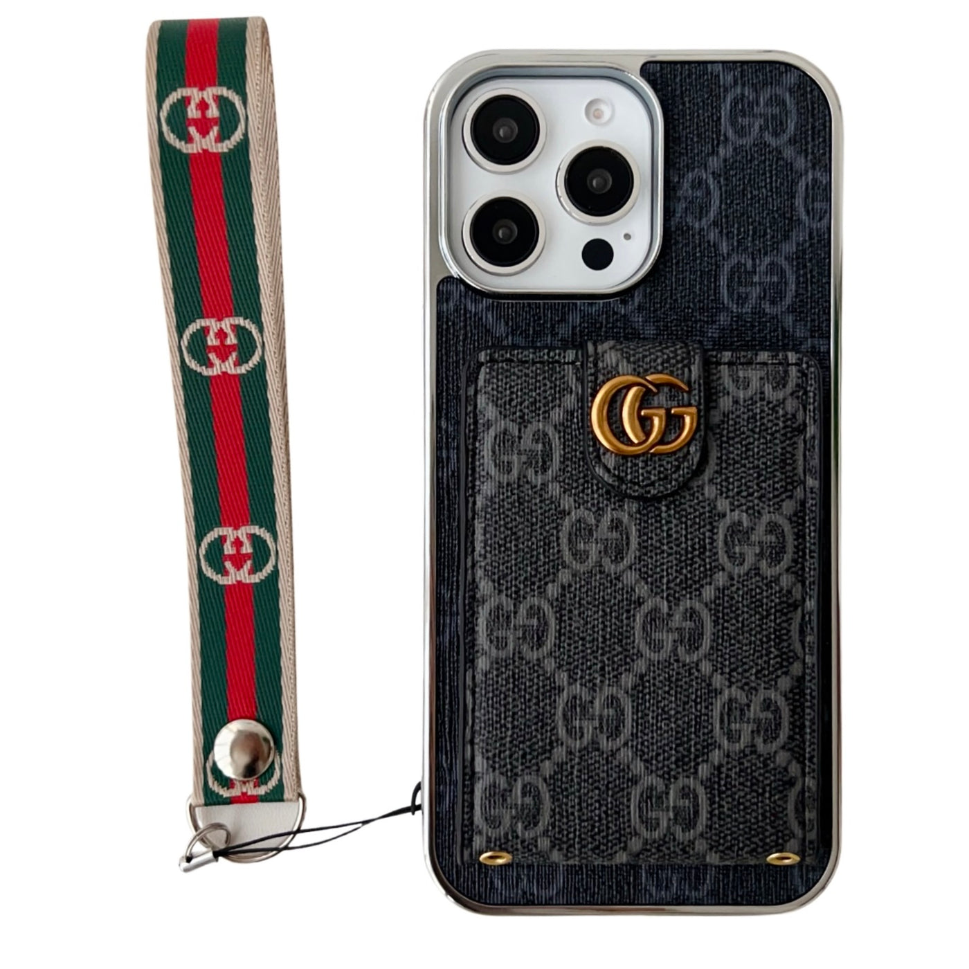 GG Monogram iPhone Case with Cardholder & Hand Strap