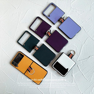 Leather Protective Phone Case With Metal Ring