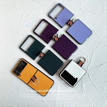 Leather Protective Phone Case With Metal Ring