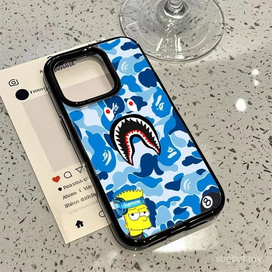 Screaming Shark Shockproof iPhone Case - Blue Camo Shark by Easy-Cases