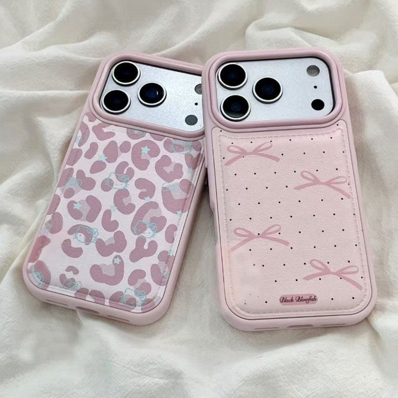 Pink Bow and Leopard Print Protective iPhone Case by Easy-Cases - product image 2