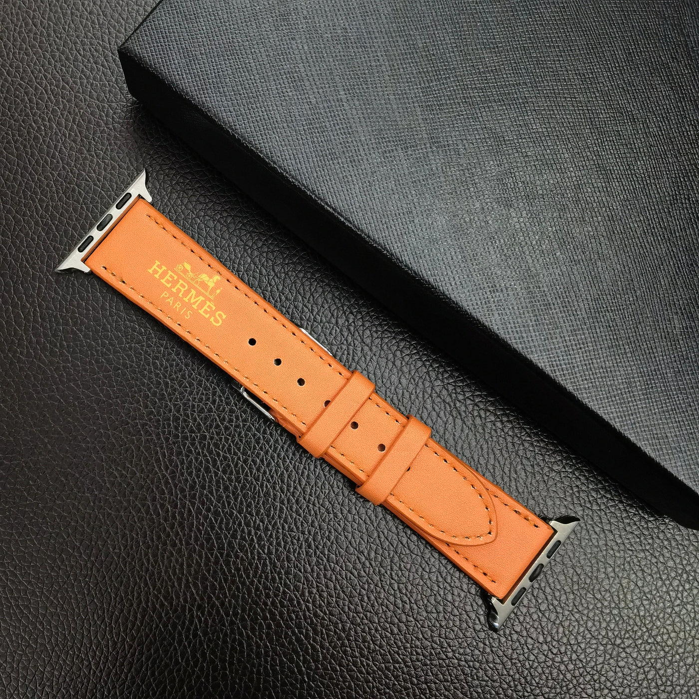 Classic buckle closure Apple Watch strap with Hermes-inspired detailing