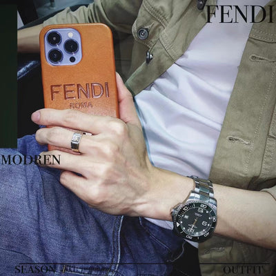 Fendi leather iPhone case with elegant vintage detailing