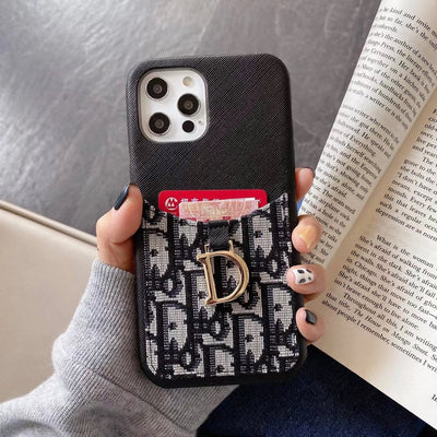 Close-up of Luis Vuitton & Dior Logo on Stylish iPhone Case