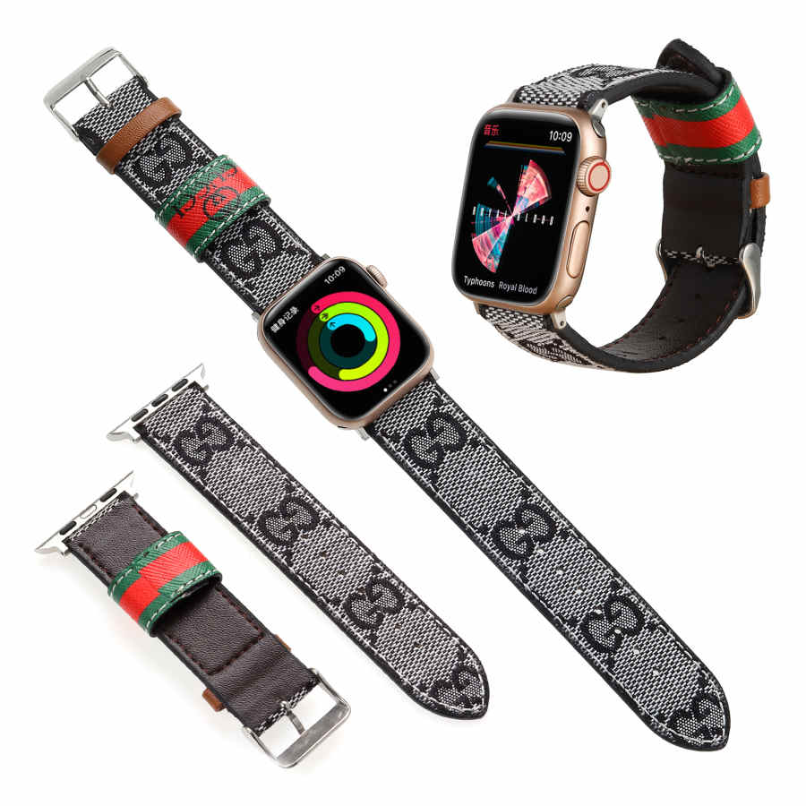 Luxury Gucci Burberry Strap for Apple Watch Premium Leather Bands Easy Cases